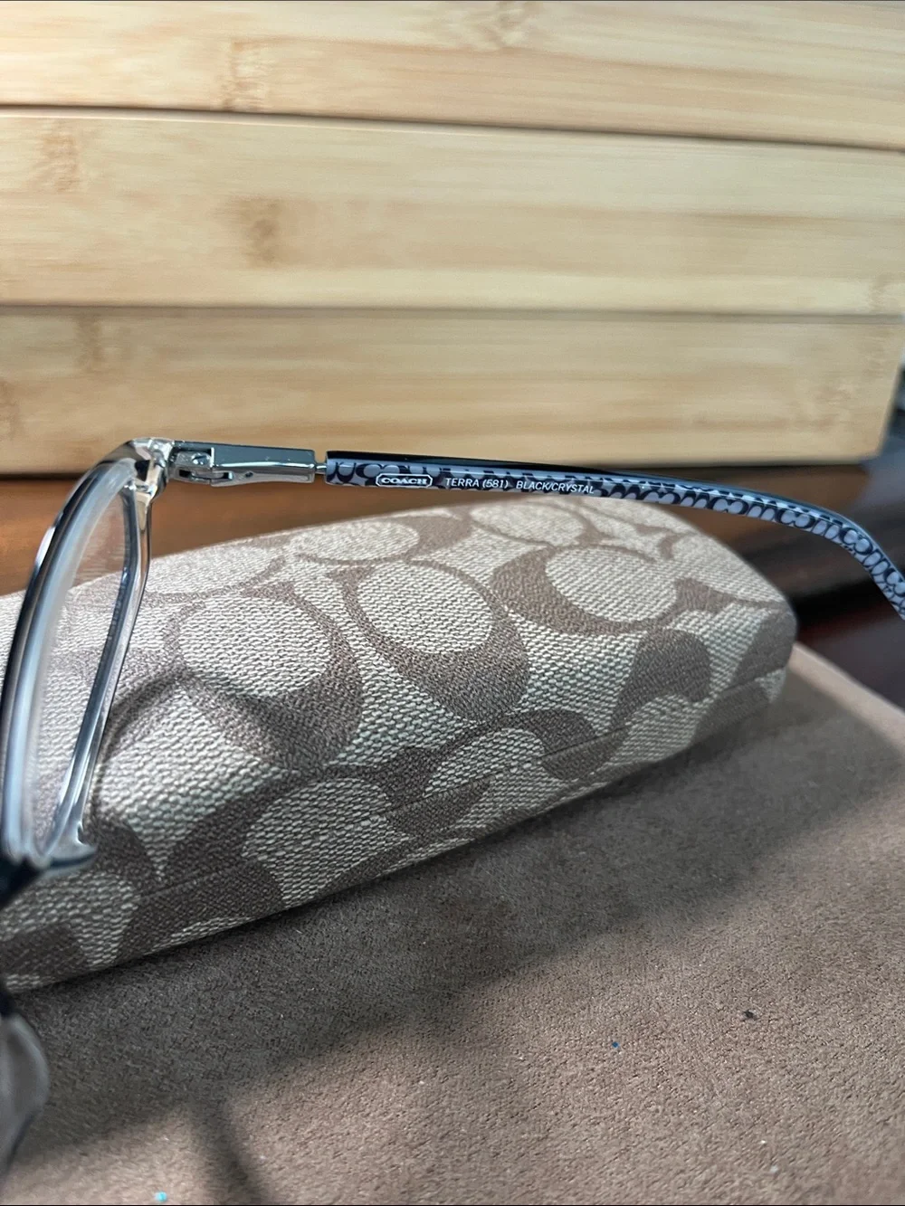 Coach Terra 581 Black Eyeglasses with Signature Pattern Temples
